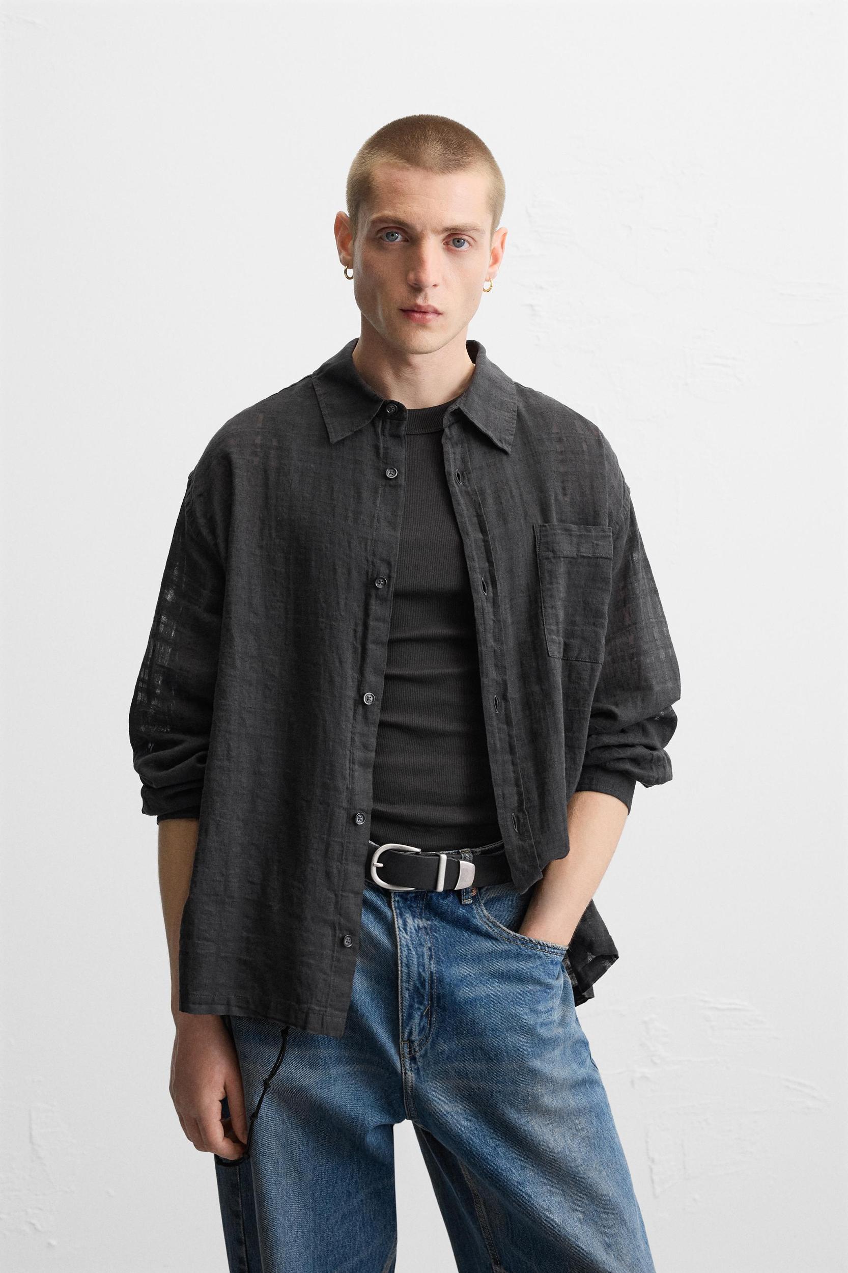 TEXTURED COTTON - LINEN SHIRT Product Image