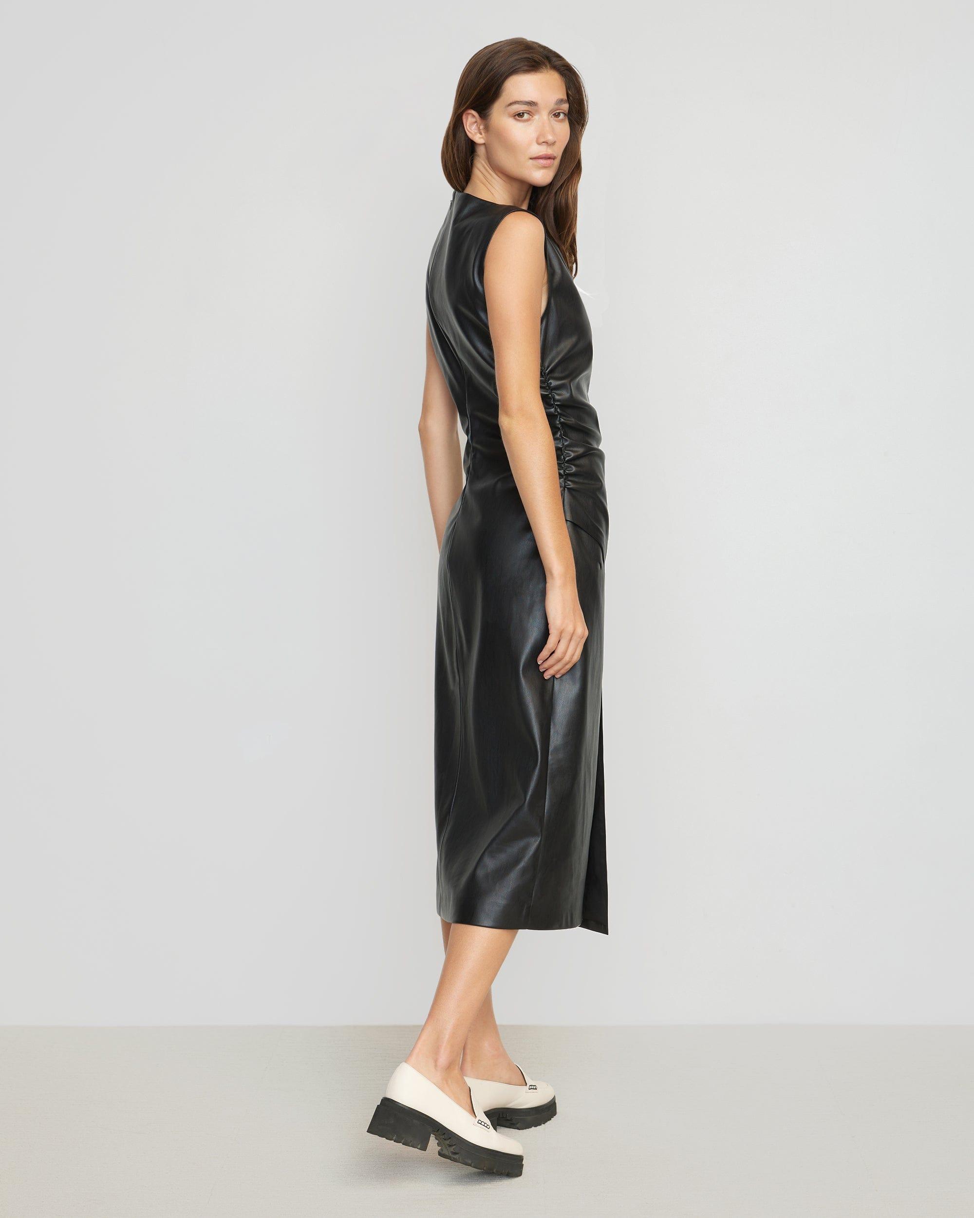 Channing Vegan Leather Wrap-Neck Dress Product Image