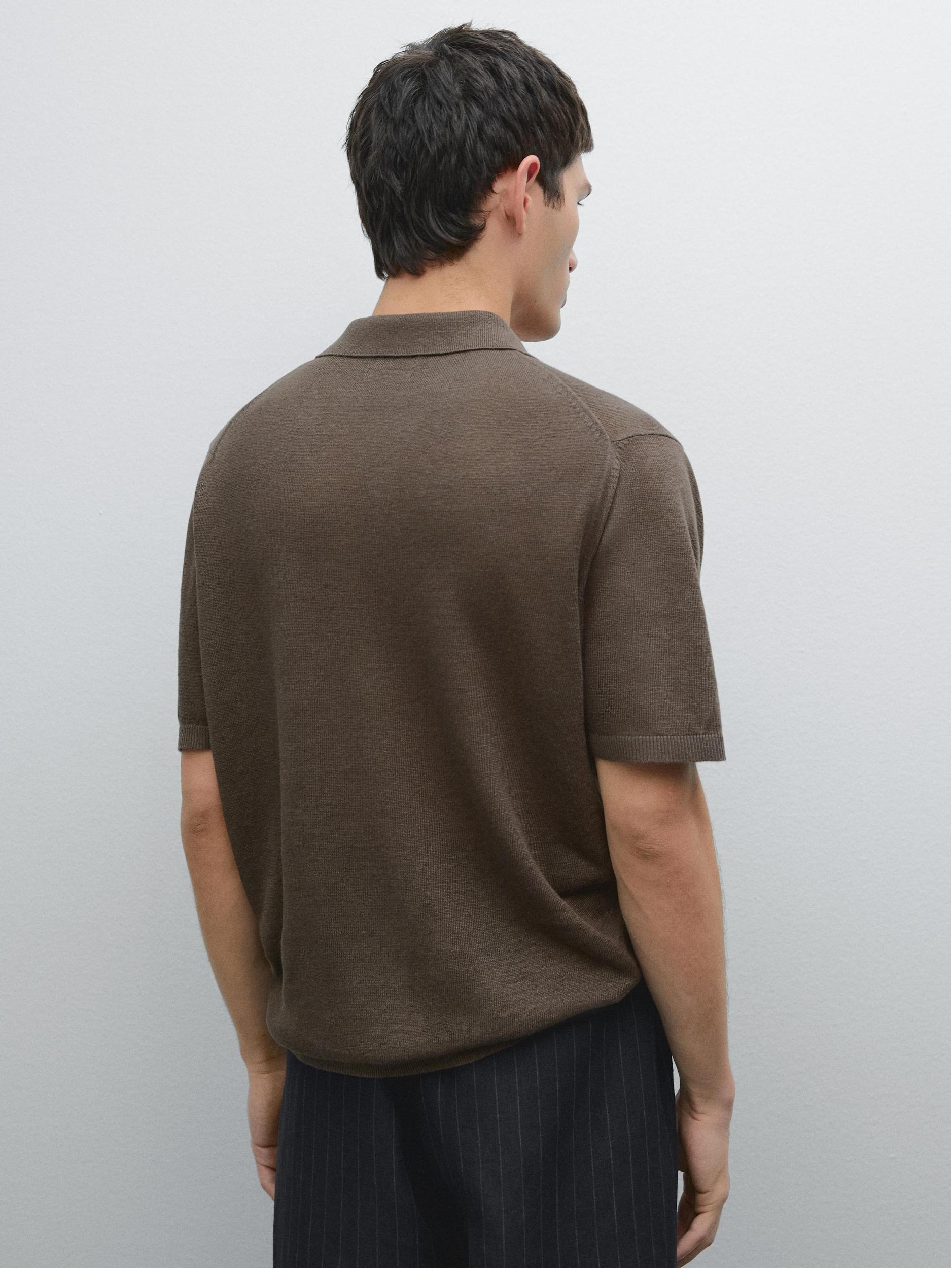 Short sleeve linen polo sweater Product Image