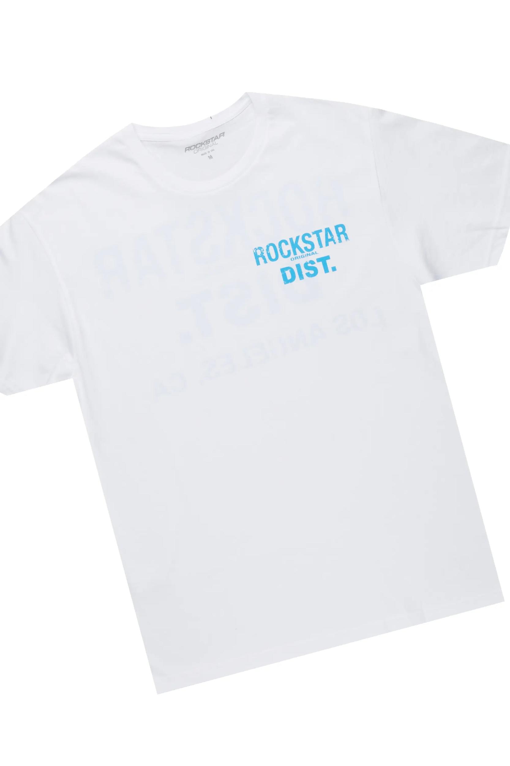 Lake White/Blue T-Shirt/Baggy Fit Cargo Jean Set Male Product Image