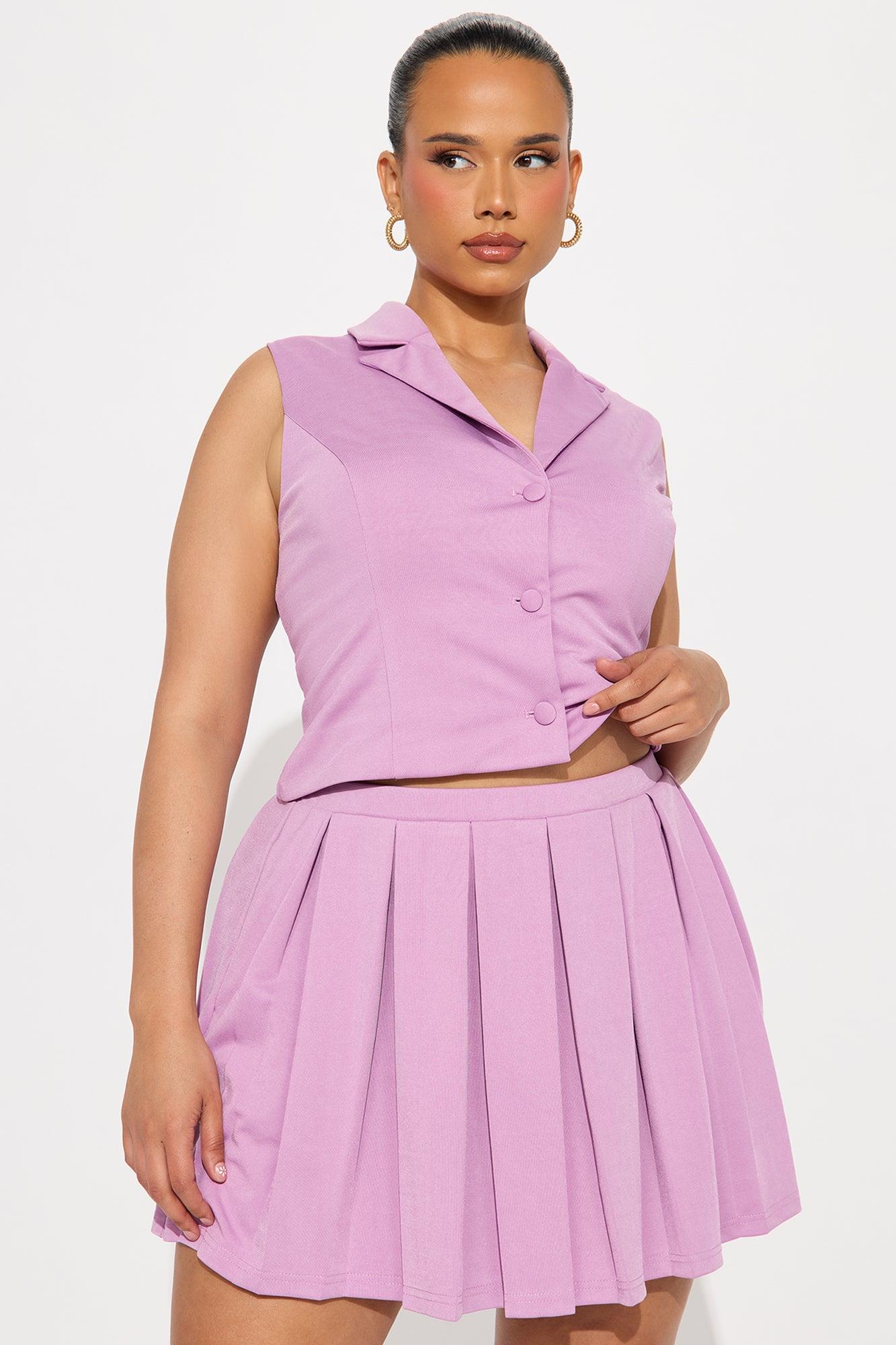 Bianca Ponte Pleated Mini Dress - Lavender Product Image