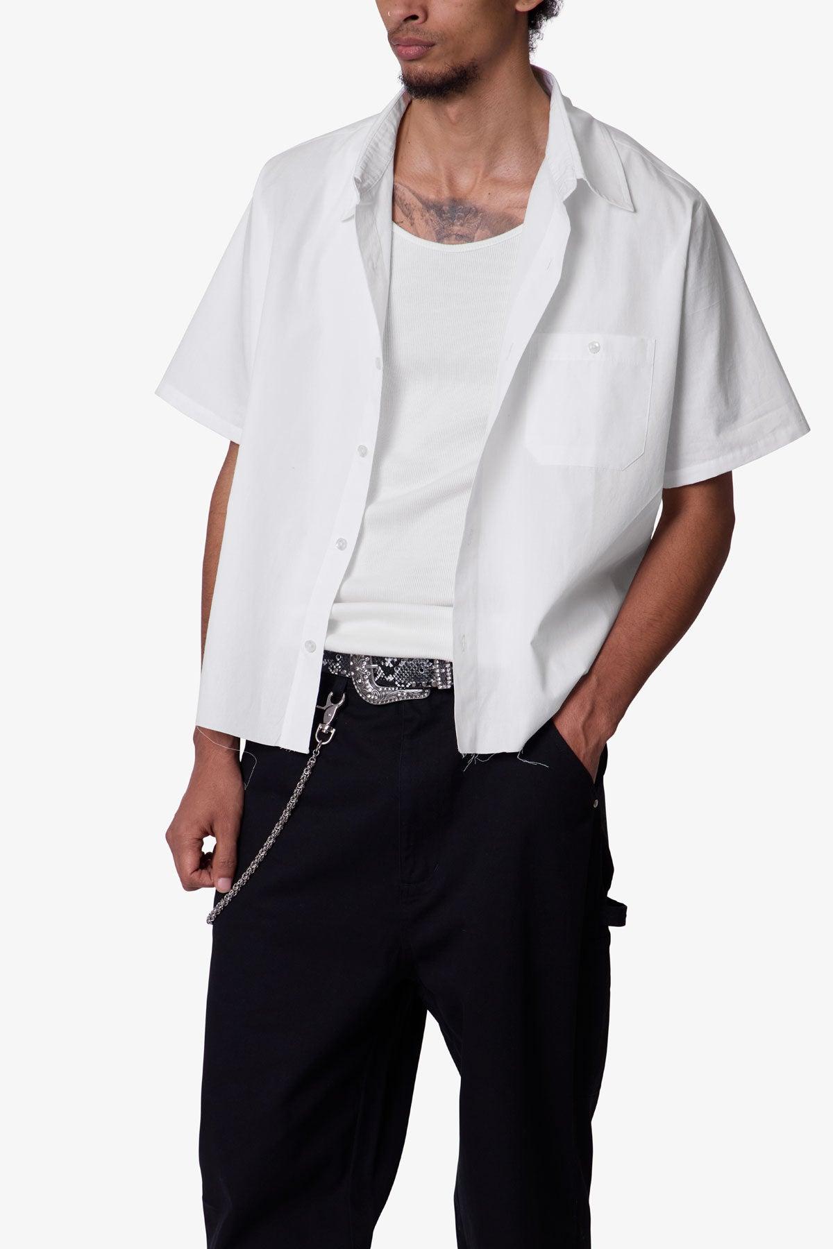 Poplin Cropped S/S Shirt - White Product Image