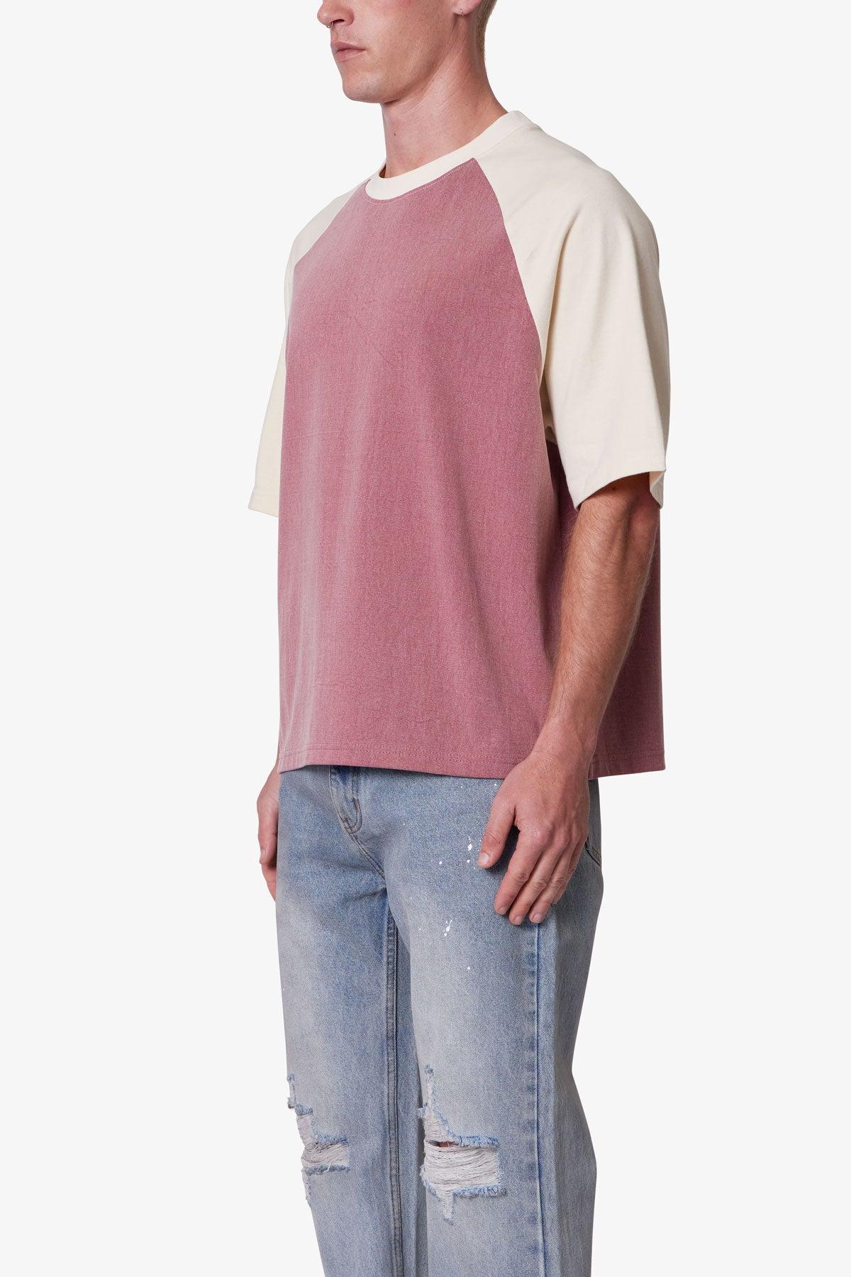 Contrast Raglan Tee - Burgundy/Off White Product Image