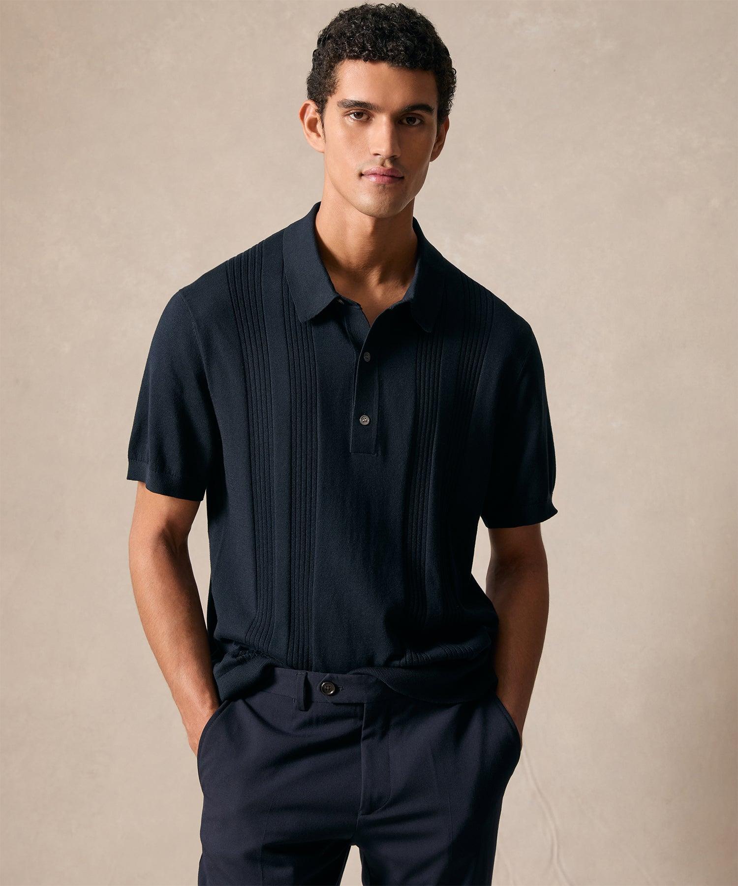 Silk-Cotton Ribbed Sweater Polo Product Image