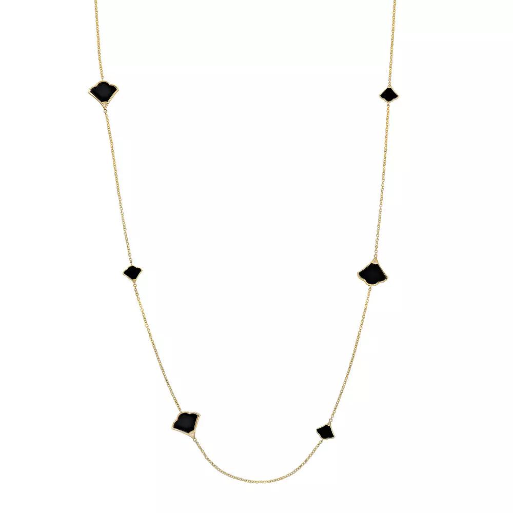 Gemminded Sterling Silver 14K Gold Plated Black Onyx Necklace, Women's,  Product Image