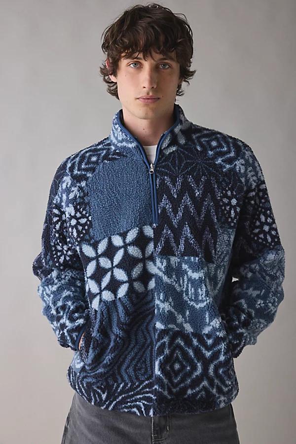BDG Printed Fleece Quarter Zip Sweatshirt Mens at Urban Outfitters Product Image