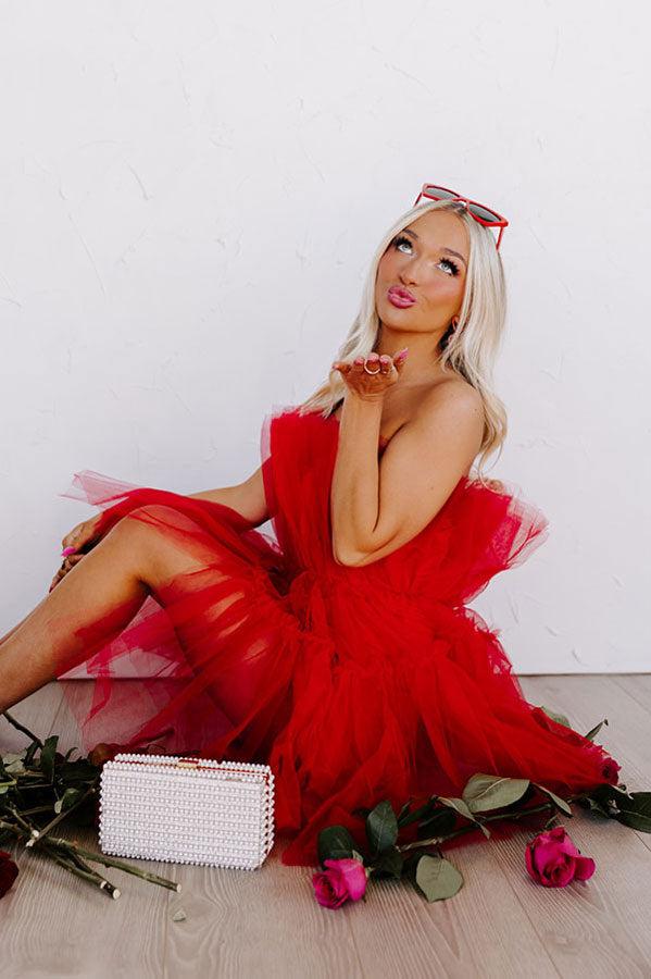 Frill Deal Tulle Mini Dress In Red Product Image