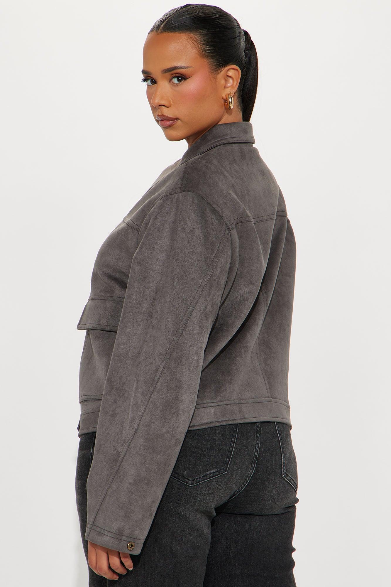 Ryder Faux Suede Jacket - Charcoal Product Image