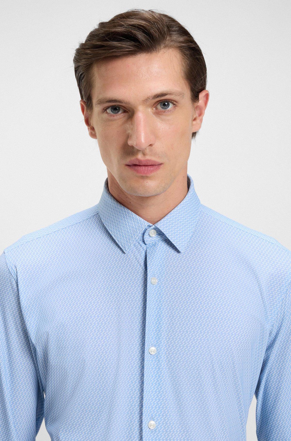 Slim-fit shirt in printed performance-stretch jersey Product Image