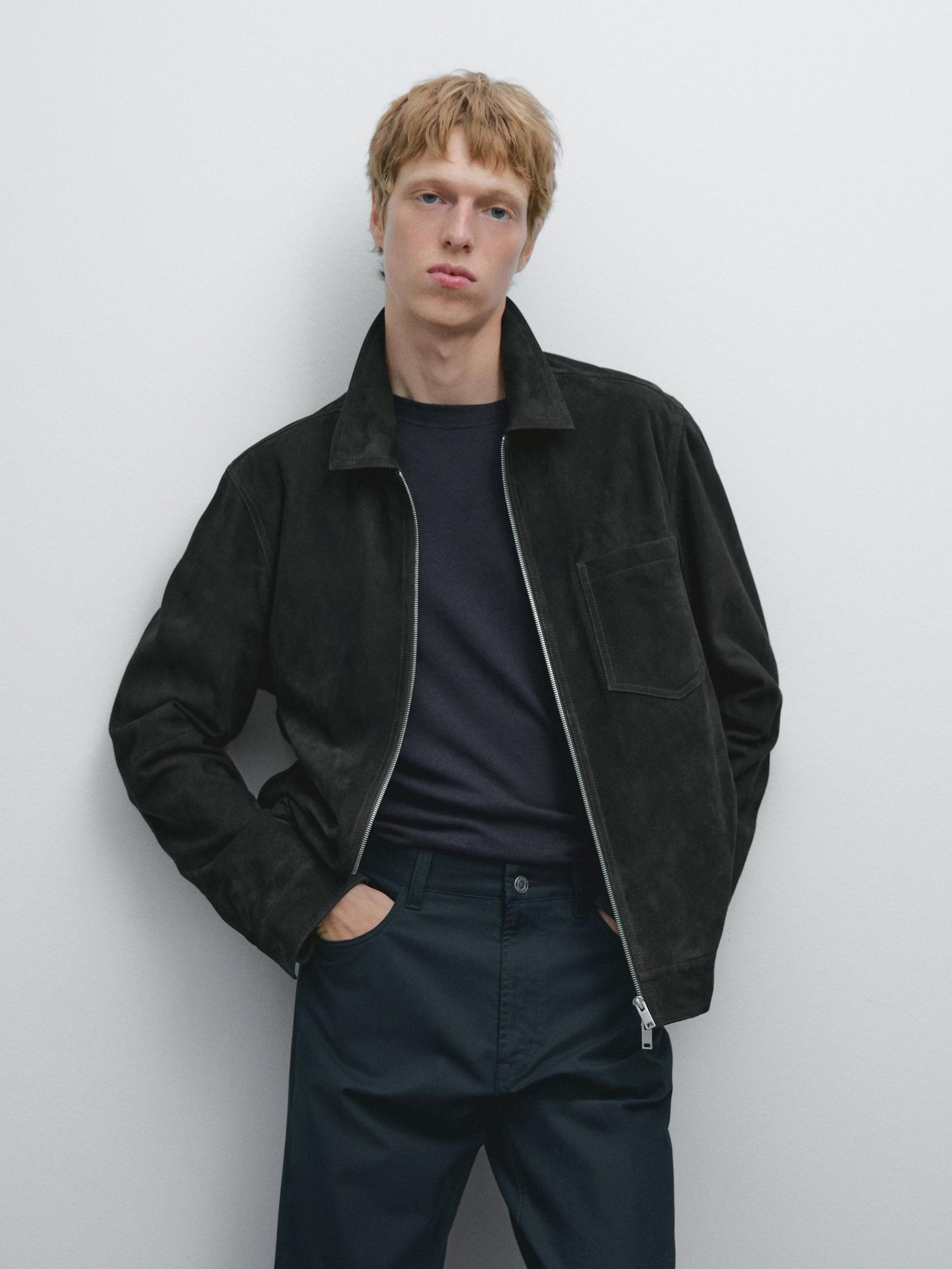 Lightweight tapered fit denim-effect trousers Product Image