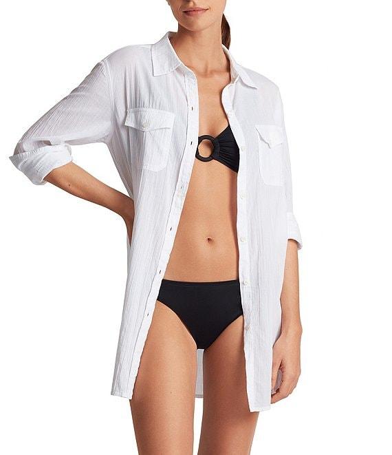 Lauren Ralph Lauren Organic Cotton Classic Camp Swim Cover-Up Shirt Product Image