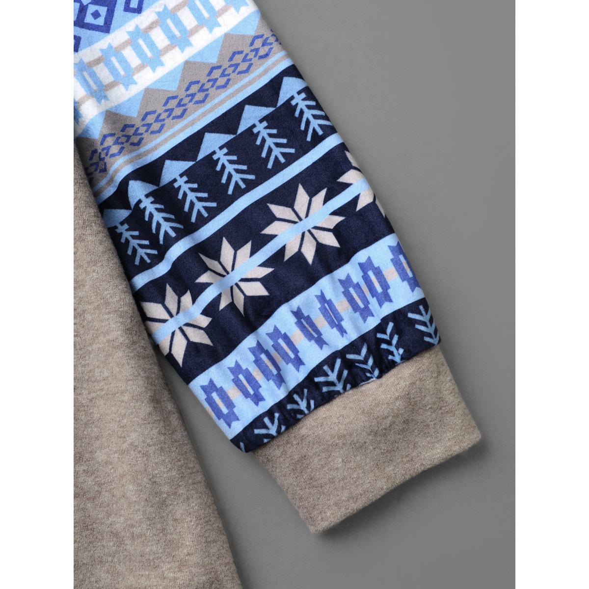 Plus Size Geometric Patchwork Contrast Raglan Sleeve Sweatshirt Women Champagne Casual Contrast Loose Round Neck Everyday Sweatshirts BloomChic 12/L Product Image