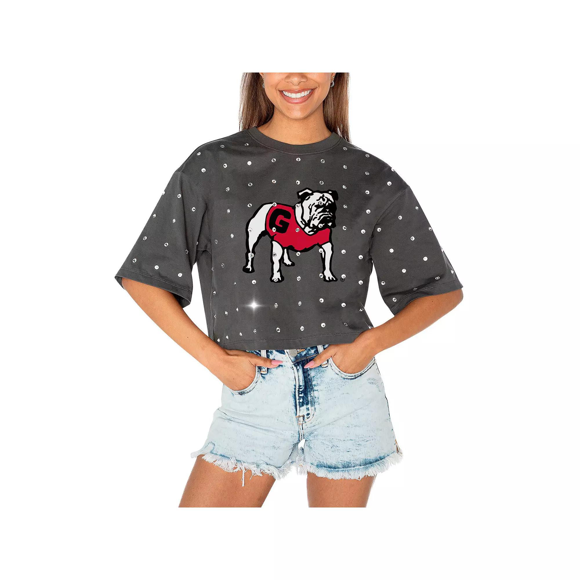 Women's Gameday Couture Gray Georgia Bulldogs Go Time Rhinestone Crop T-Shirt, Size: XL, Grey Product Image