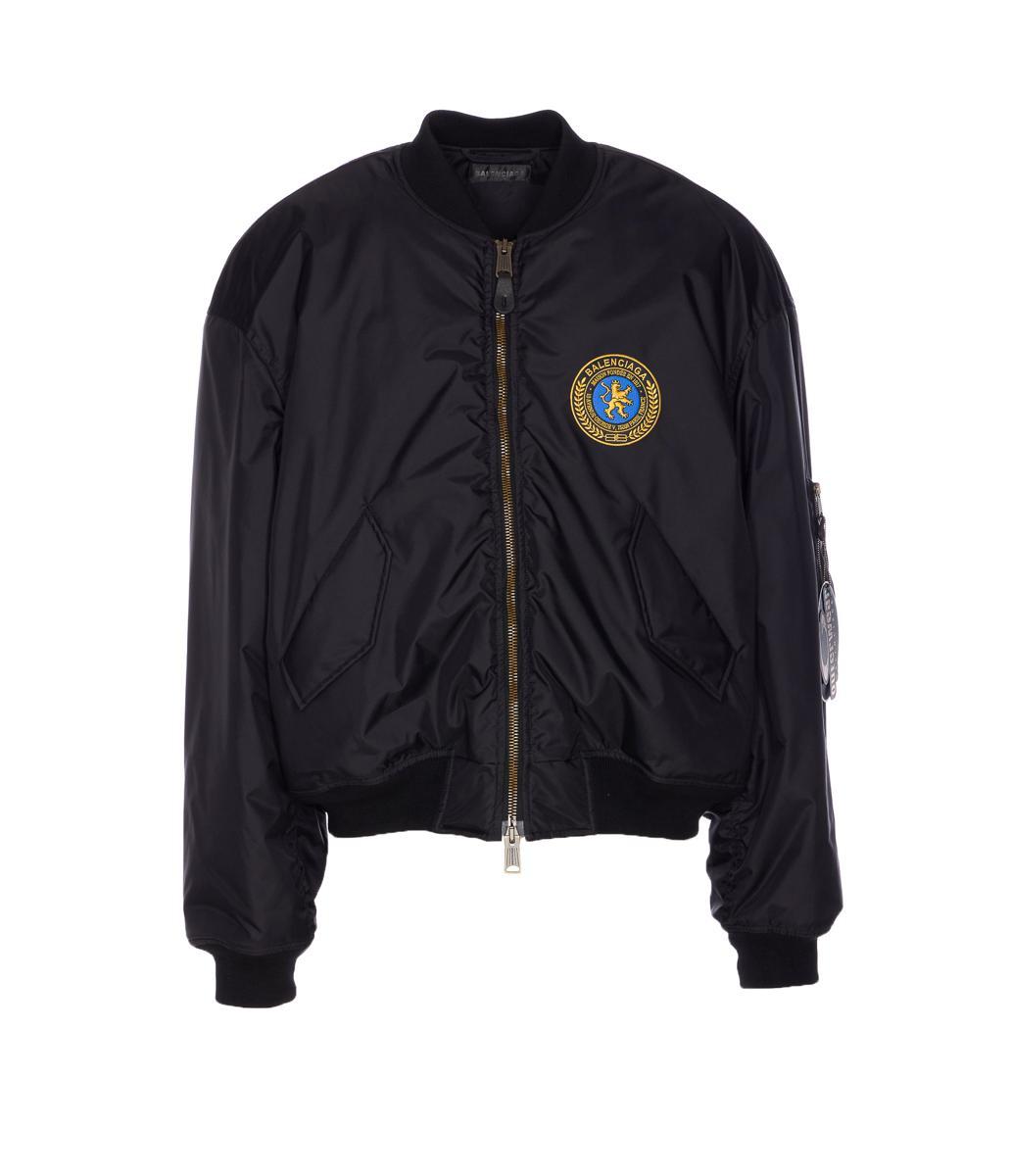 BALENCIAGA Nylon Uniform Merch Large Fit Bomber In Black Product Image