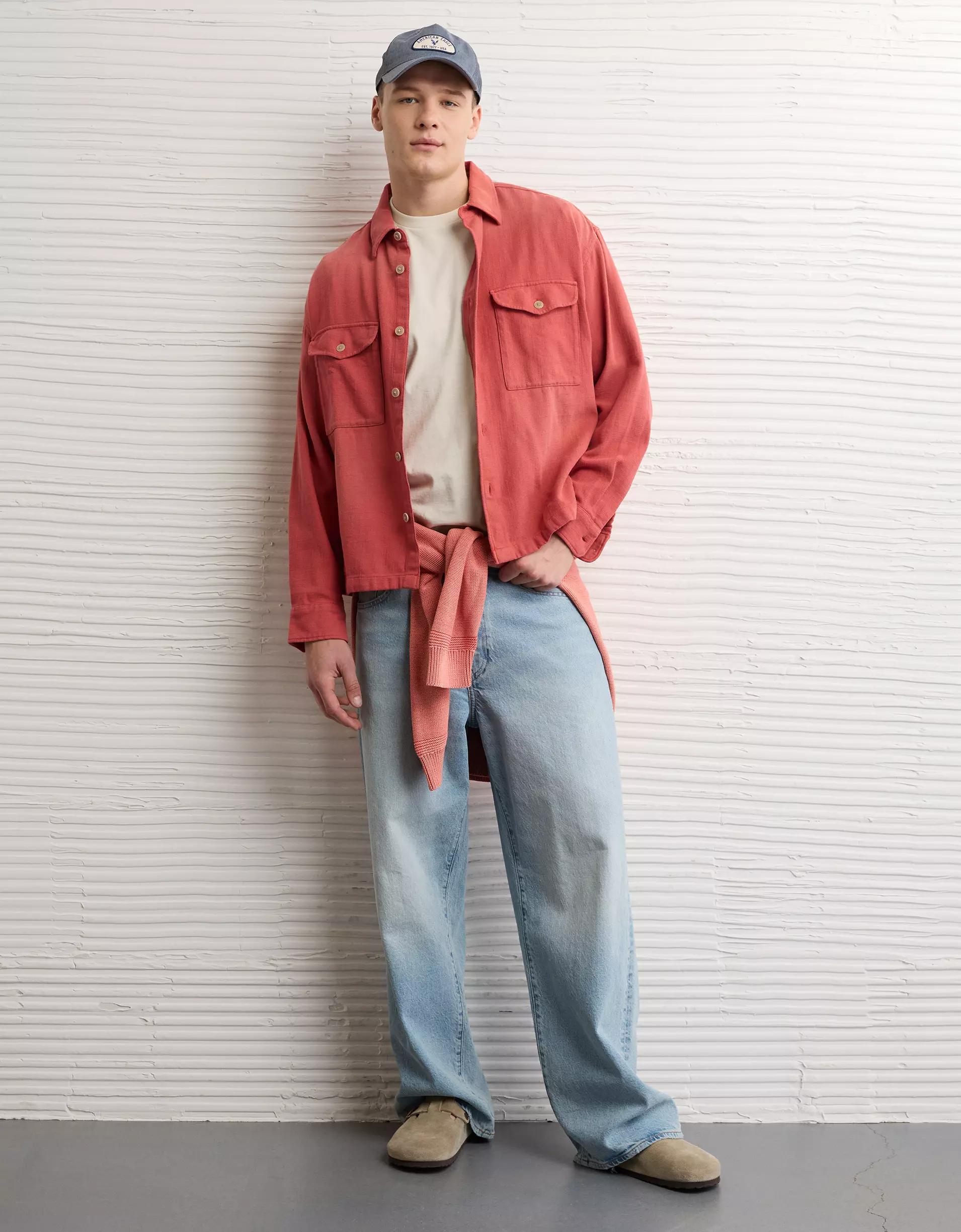 AE Boxy Flannel Shirt Product Image