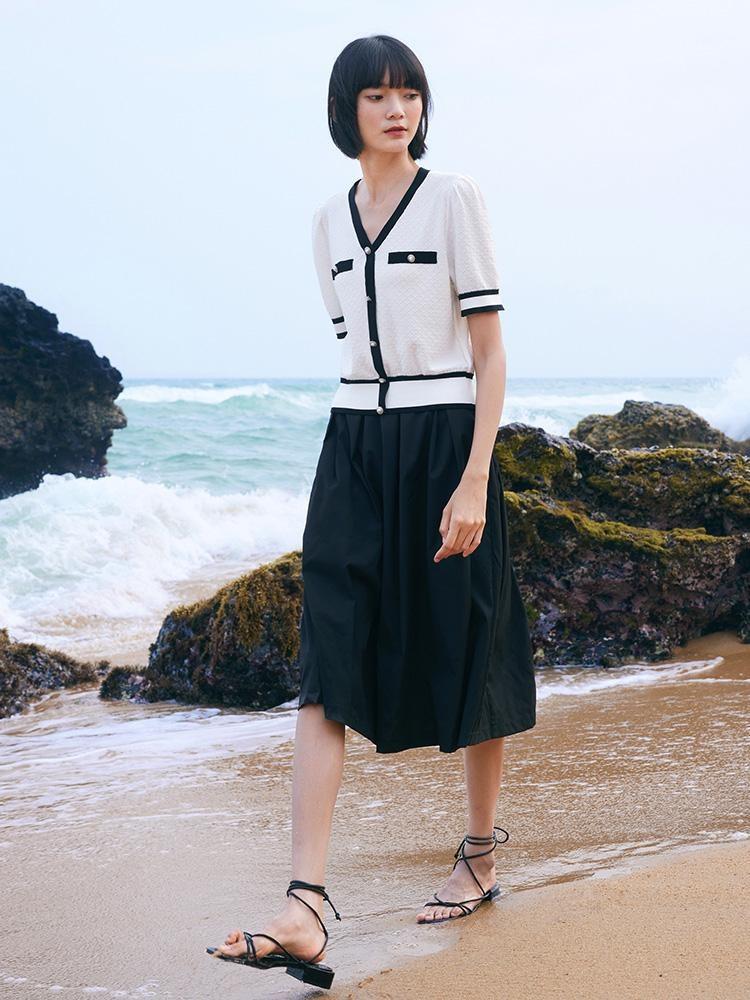 Classic Jacquard Knit Top And Half Women Skirt Two-Piece Set Product Image