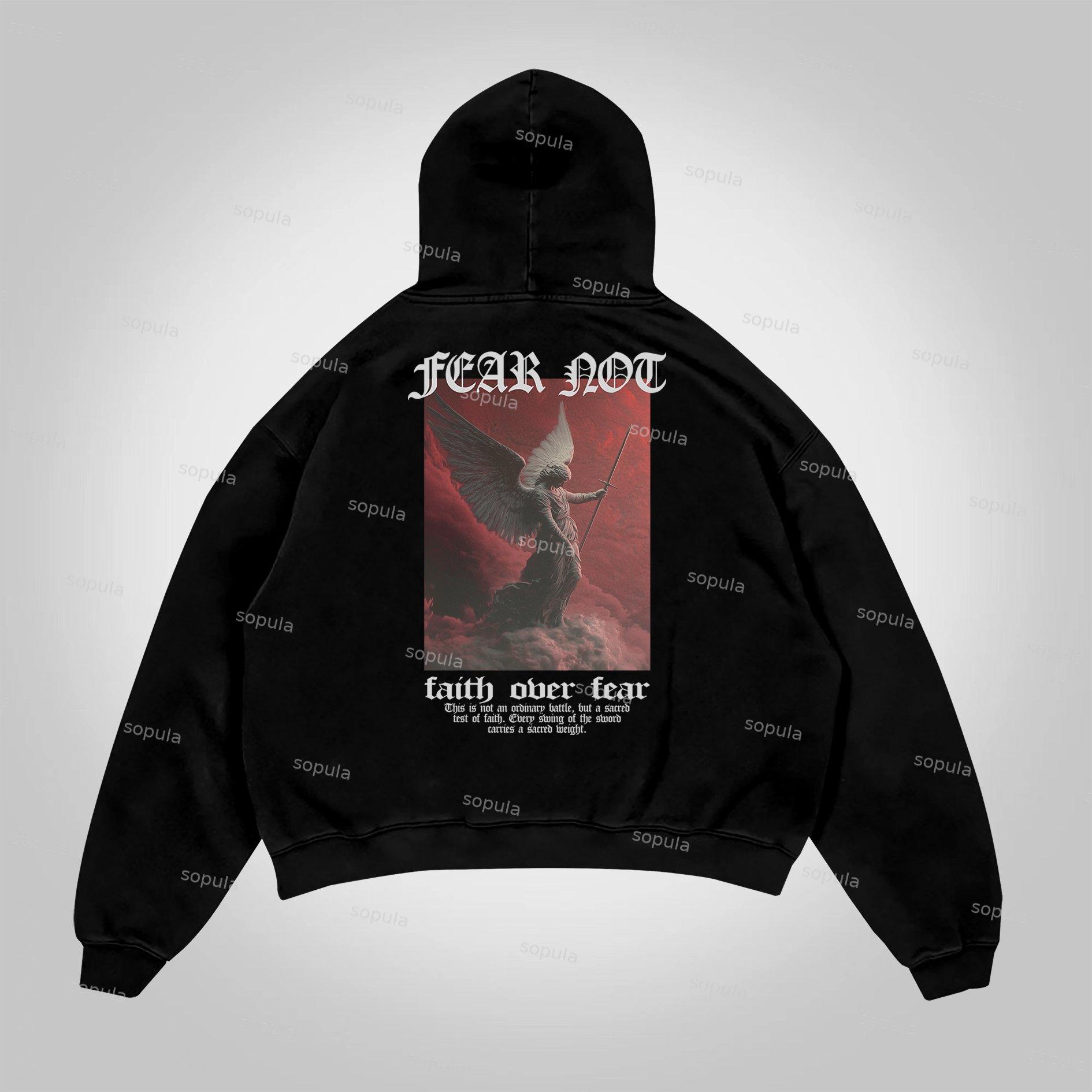 Sopula Fear Not-Faith Over Fear Print Graphic Pocket Hoodie Product Image