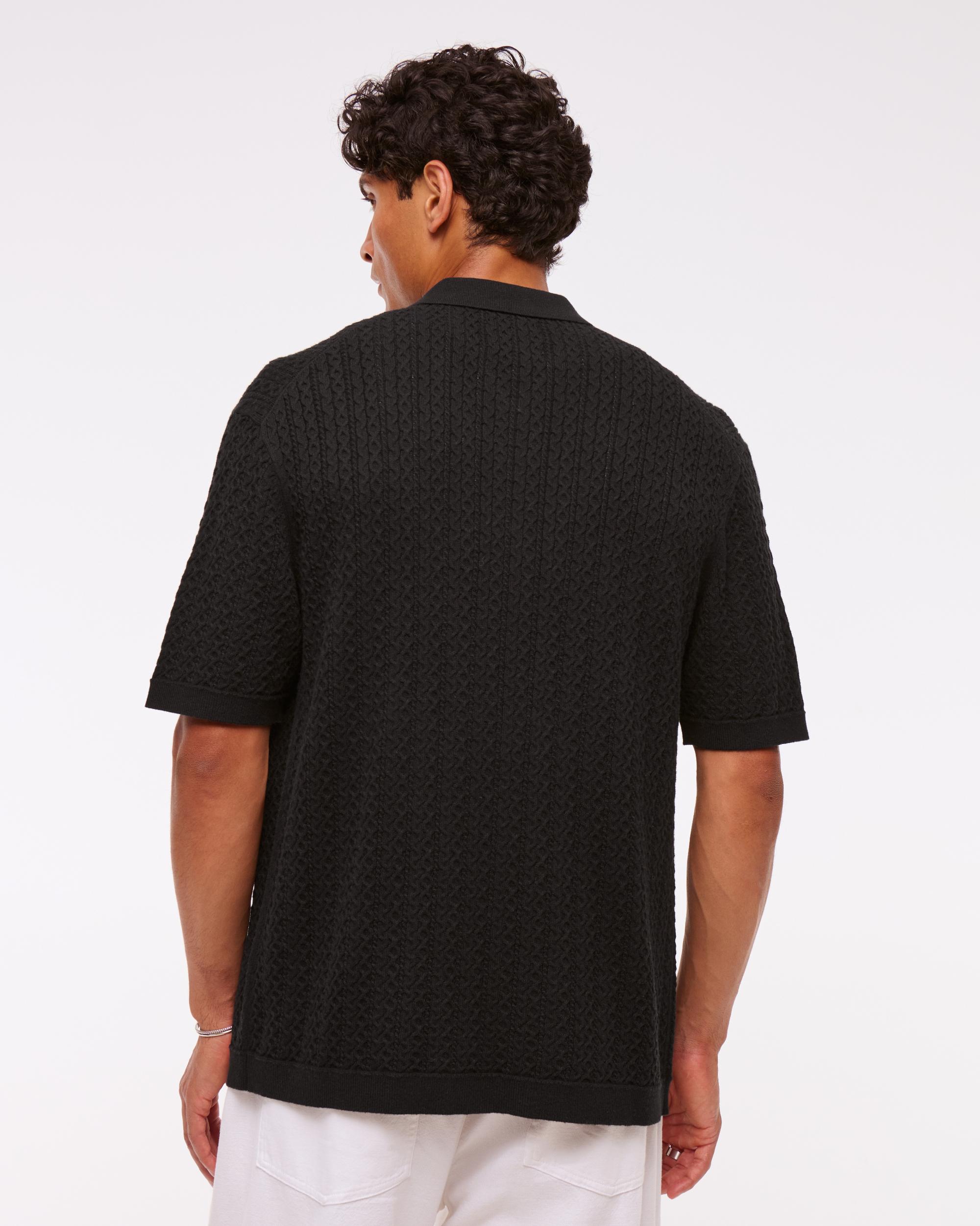 Cable Button-Through Sweater Polo Product Image