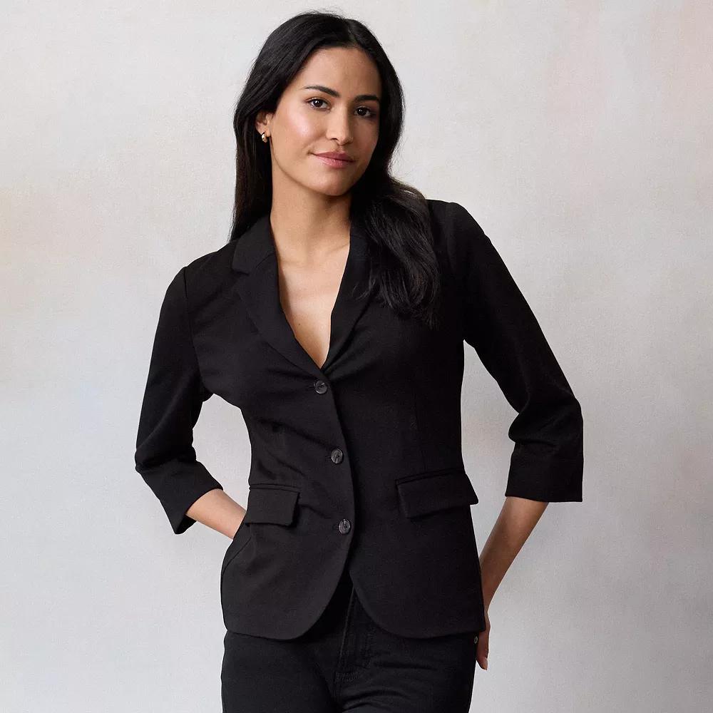 Women's LC Lauren Conrad Hourglass Ponte Blazer, Size: XS, Black Product Image