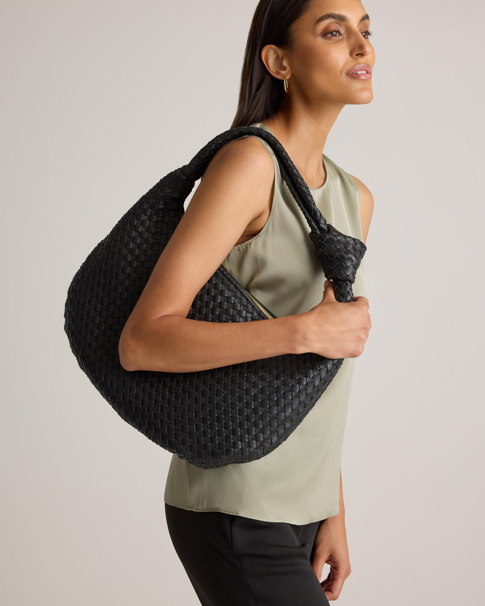 Quince | Women's Italian Leather Handwoven Slouchy Shoulder Bag Product Image