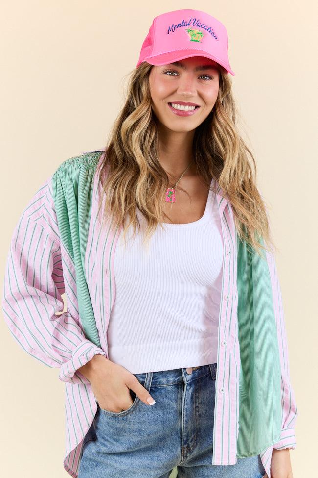 Mental Vacation Pink Trucker Hat FINAL SALE Product Image