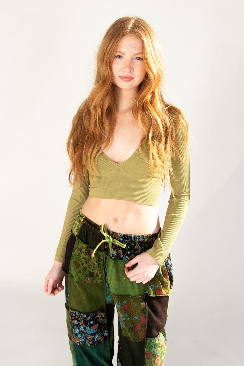 Deep V Neck Long Sleeve Top Product Image