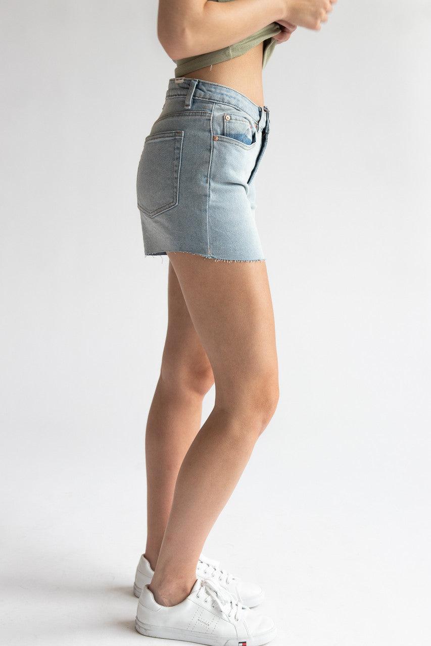Light Wash Cut Off Denim Shorts Product Image