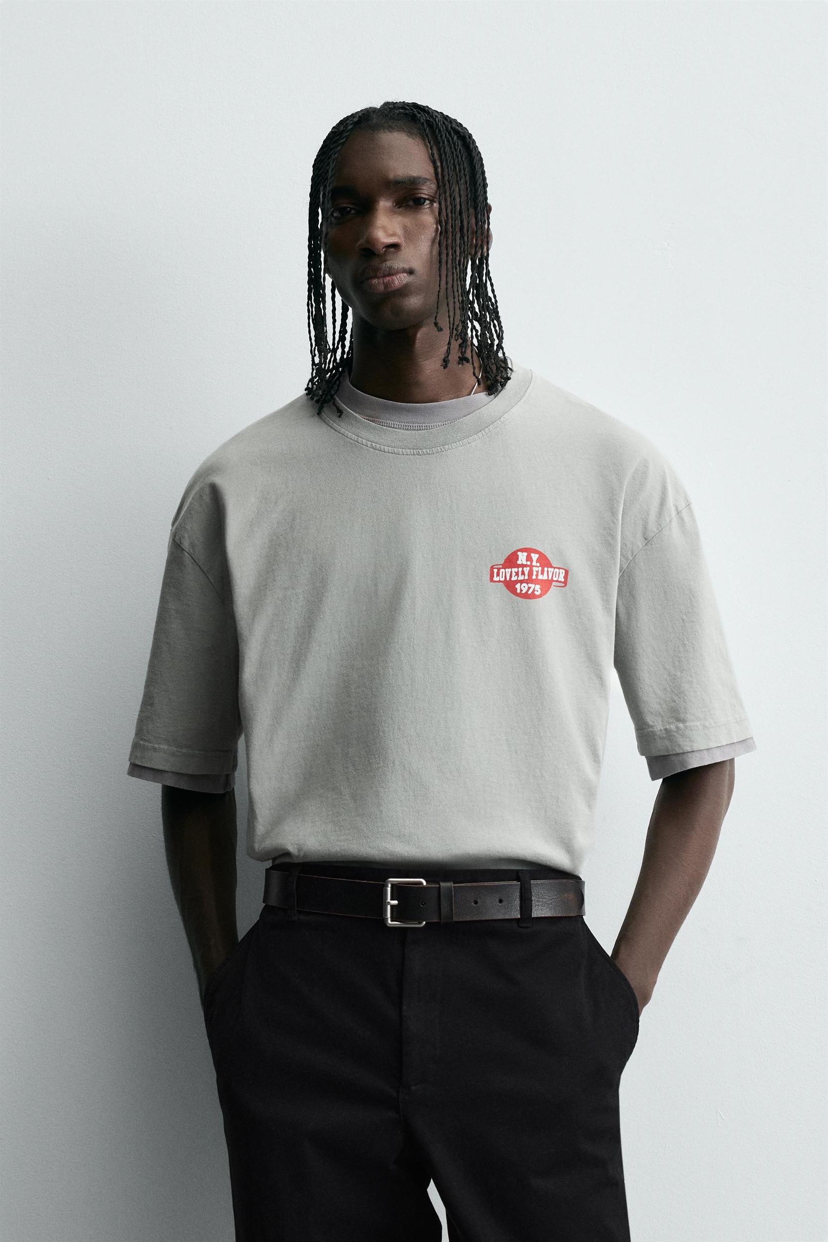 WASHED T-SHIRT WITH COMBINED PRINT Product Image