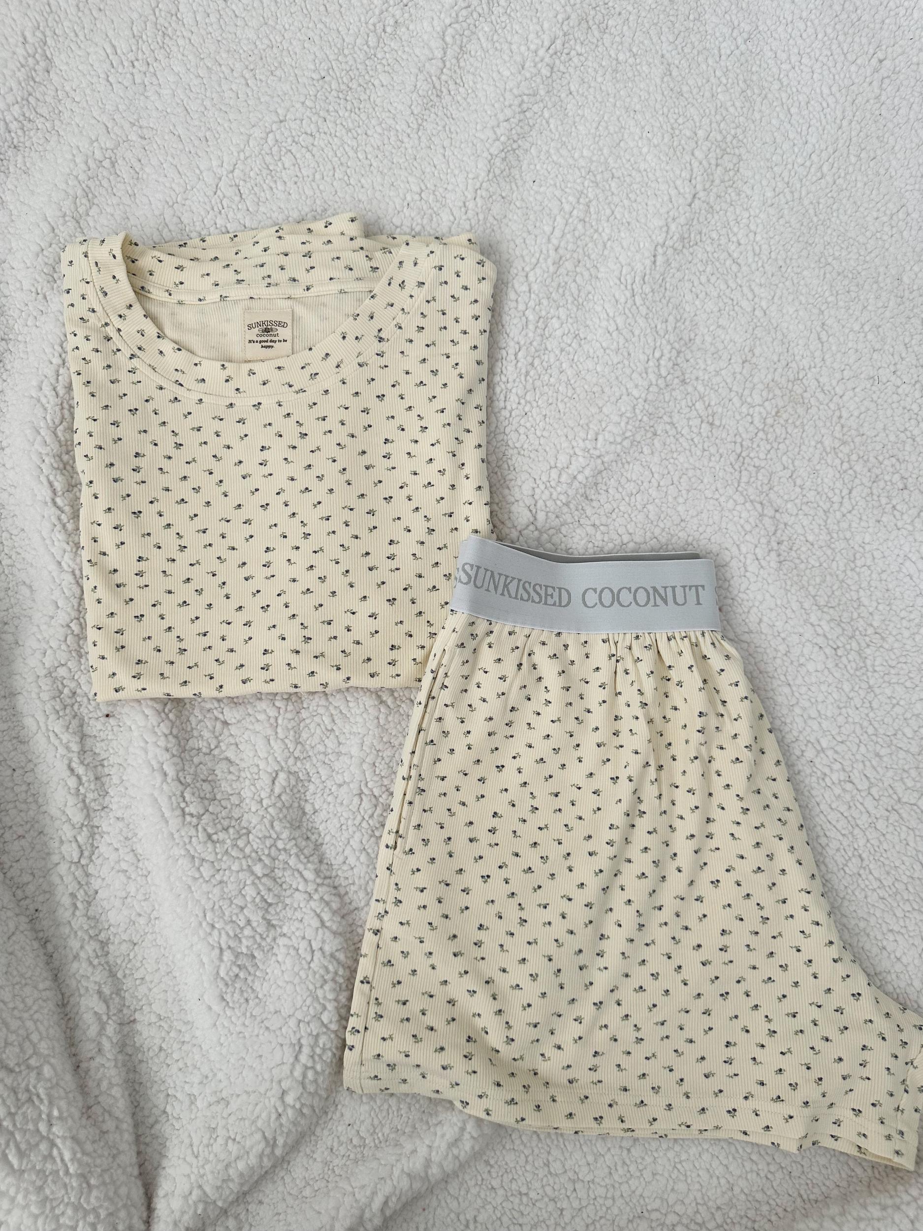 Pale Floral Pajama Shorts Product Image