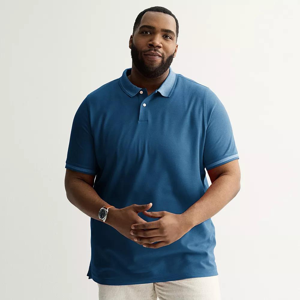 Big & Tall Sonoma Goods For Life® The Essential Solid Pique Polo, Men's, Size: XL Tall, Tipped Blue Product Image
