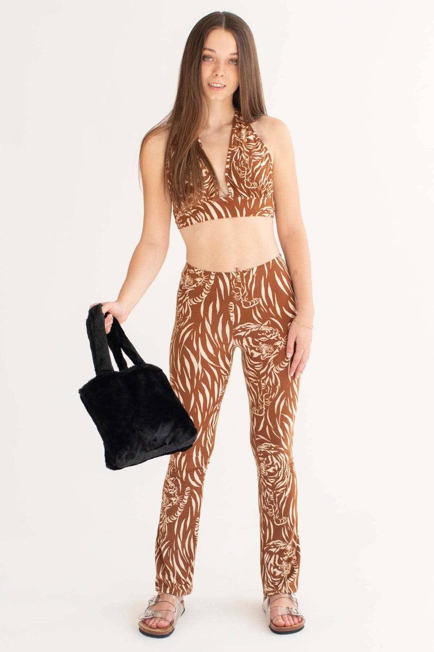 Caramel Tiger Print Halter Top Product Image