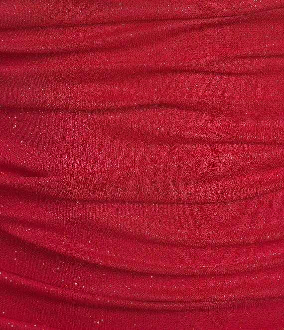 Jump Glitter Ruched Asymmetrical Hem Bodycon Dress Product Image