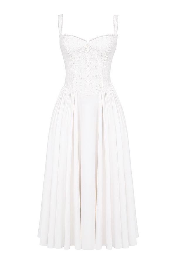 Milia  white broderie anglais & cotton midi dress Product Image