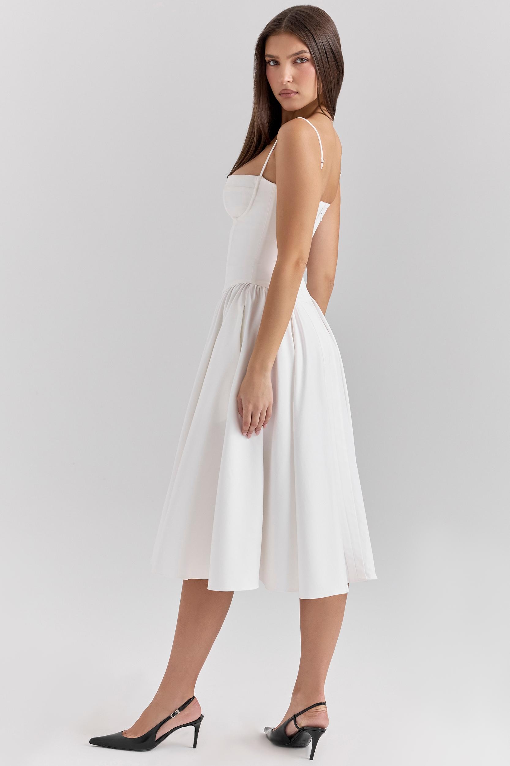 Samaria  white corset midi dress Product Image