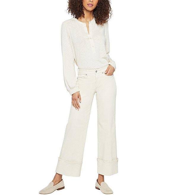 NYDJ Teresa Stretch Denim Wide Leg Deep Cuff Jeans Product Image