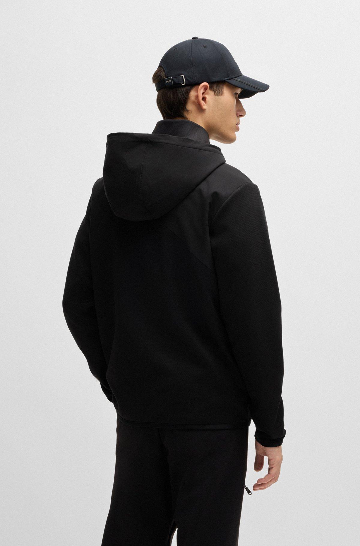 Bonded-fleece zip-up hoodie with logo detail Product Image