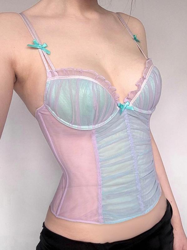 Pure Lust Mesh Patchwork Colour Blocking Cami Top Product Image