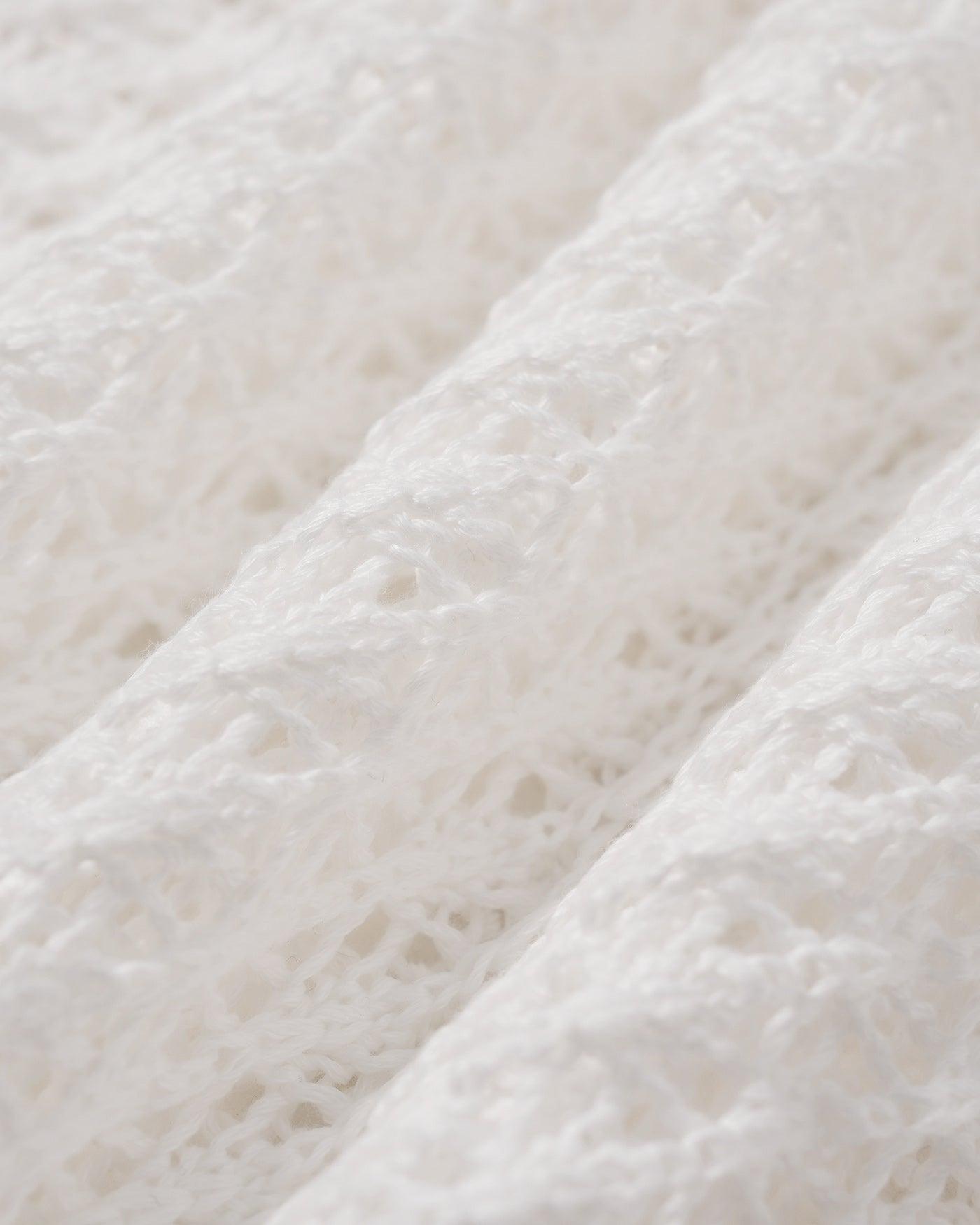 White Crochet Drawstring Swimsuit Cover-Up Product Image