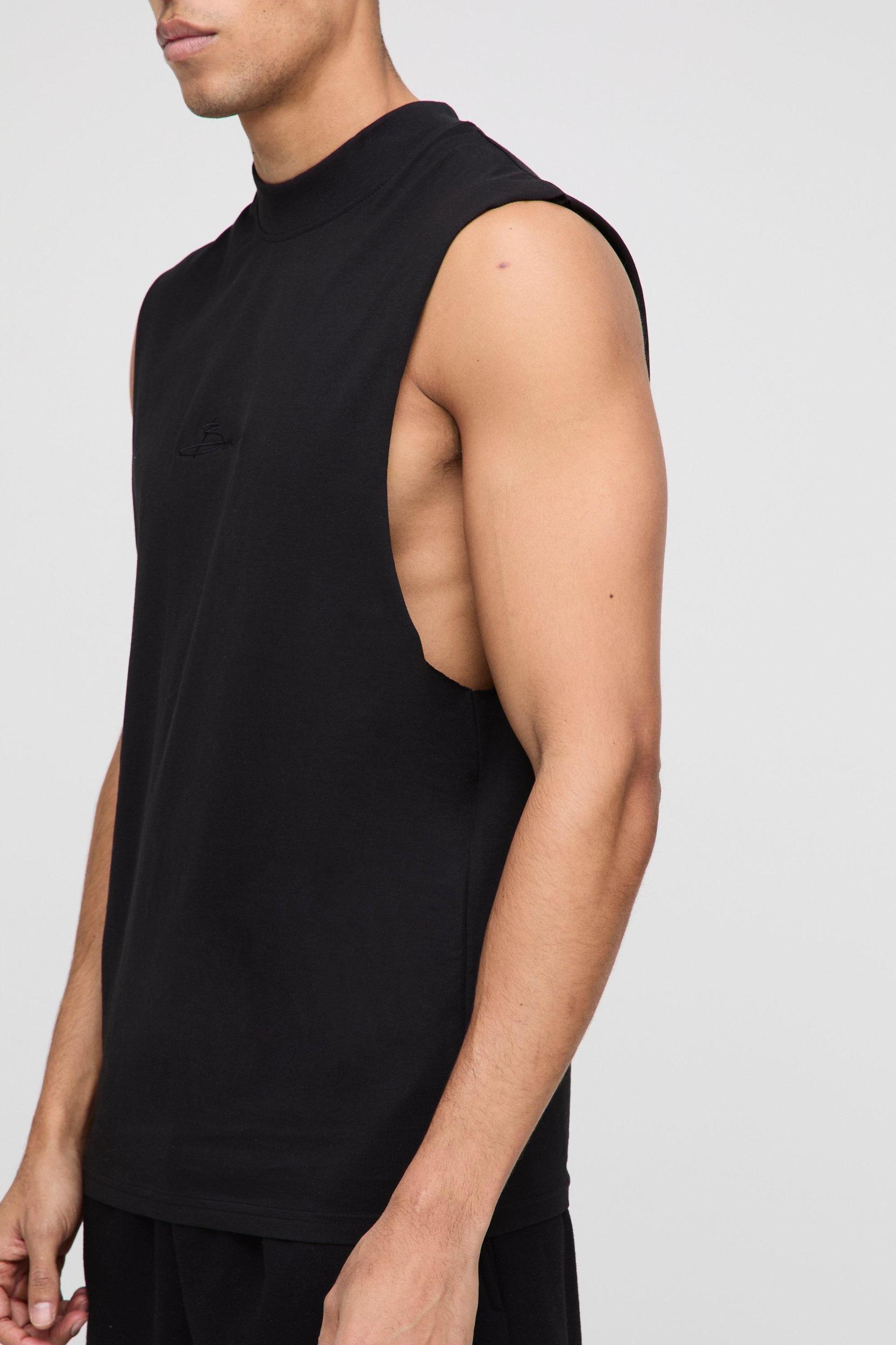 Regular Fit BM Signature Drop Armhole Tank | boohooMAN USA Product Image