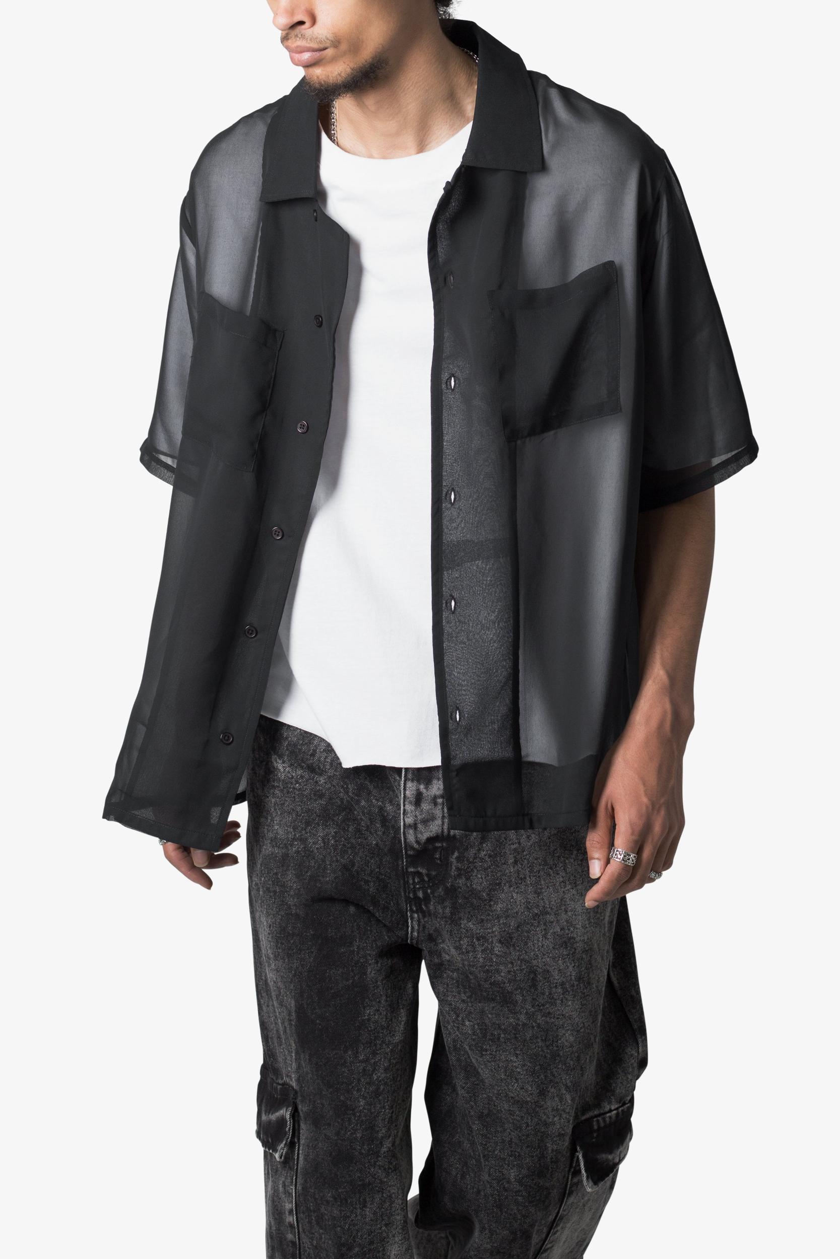 Sheer S/S Shirt - Black Product Image