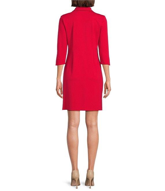 Jude Connally Midge Ponte Button Front Point Collar 3/4 Sleeve Dress Product Image