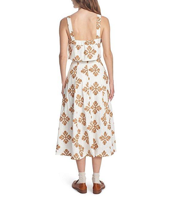COREY LYNN CALTER Woven Embroidered Pleated A-Line Midi Skirt Product Image