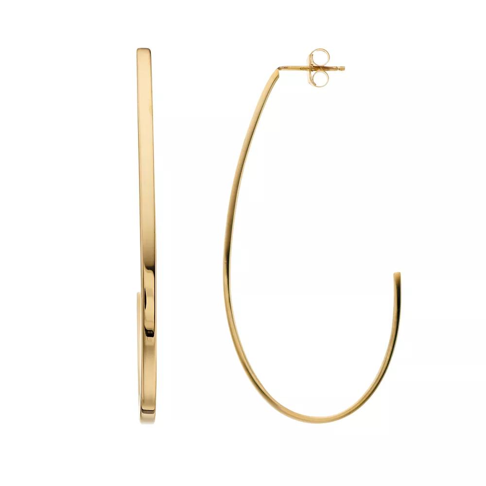14k Gold Vermeil Polished 60 mm J-Hoop Earrings, Women's Product Image