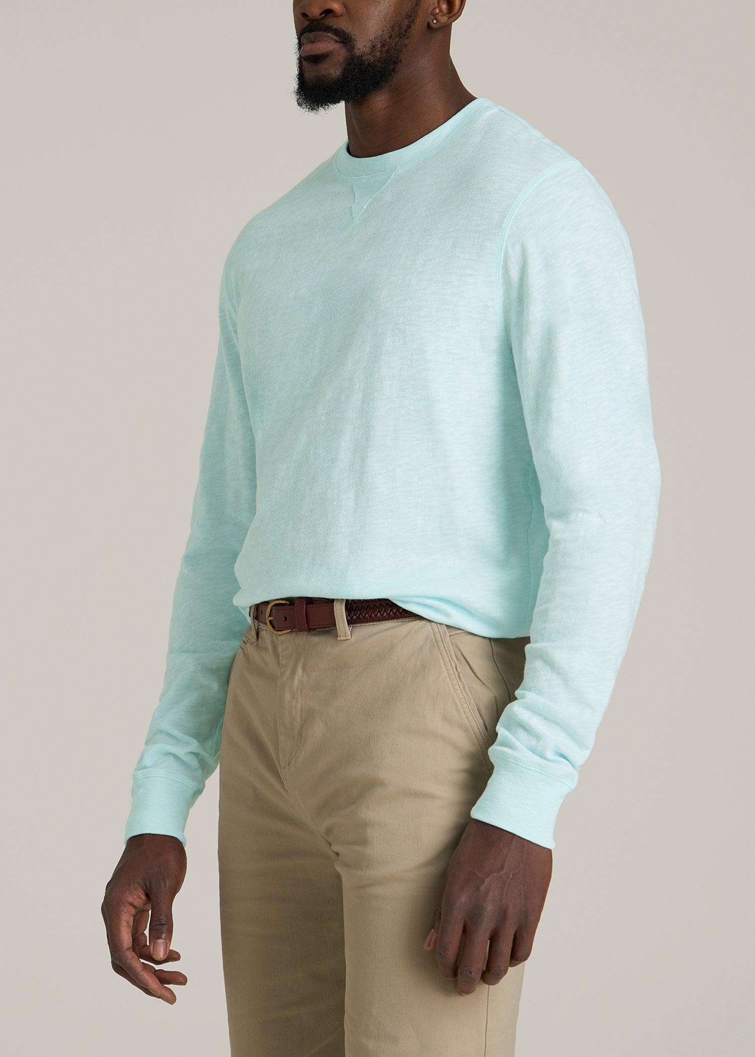 Sunwashed Slub Crewneck for Tall Men in Saltwater Male Product Image