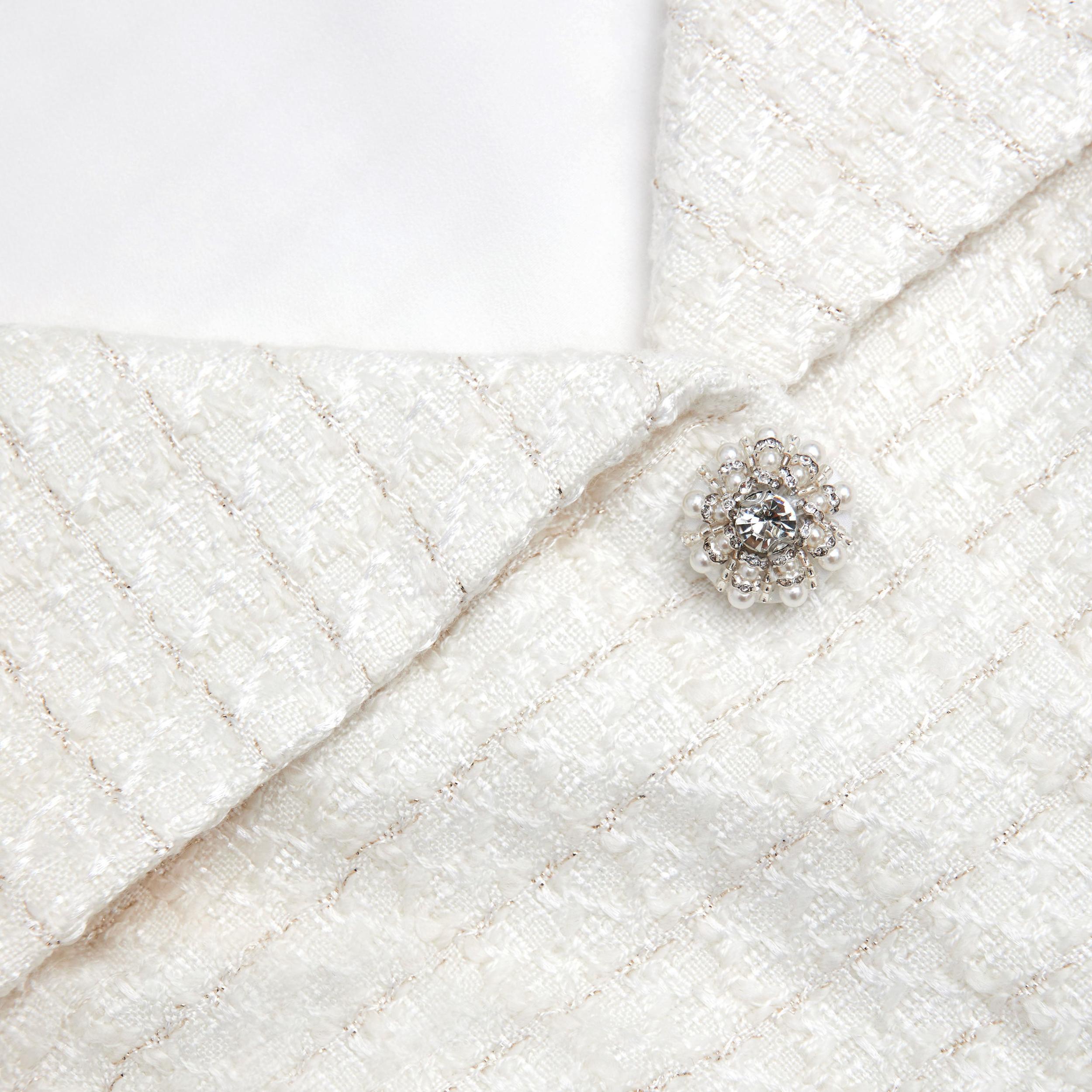 Cream Boucle Tailored Maxi Dress Product Image