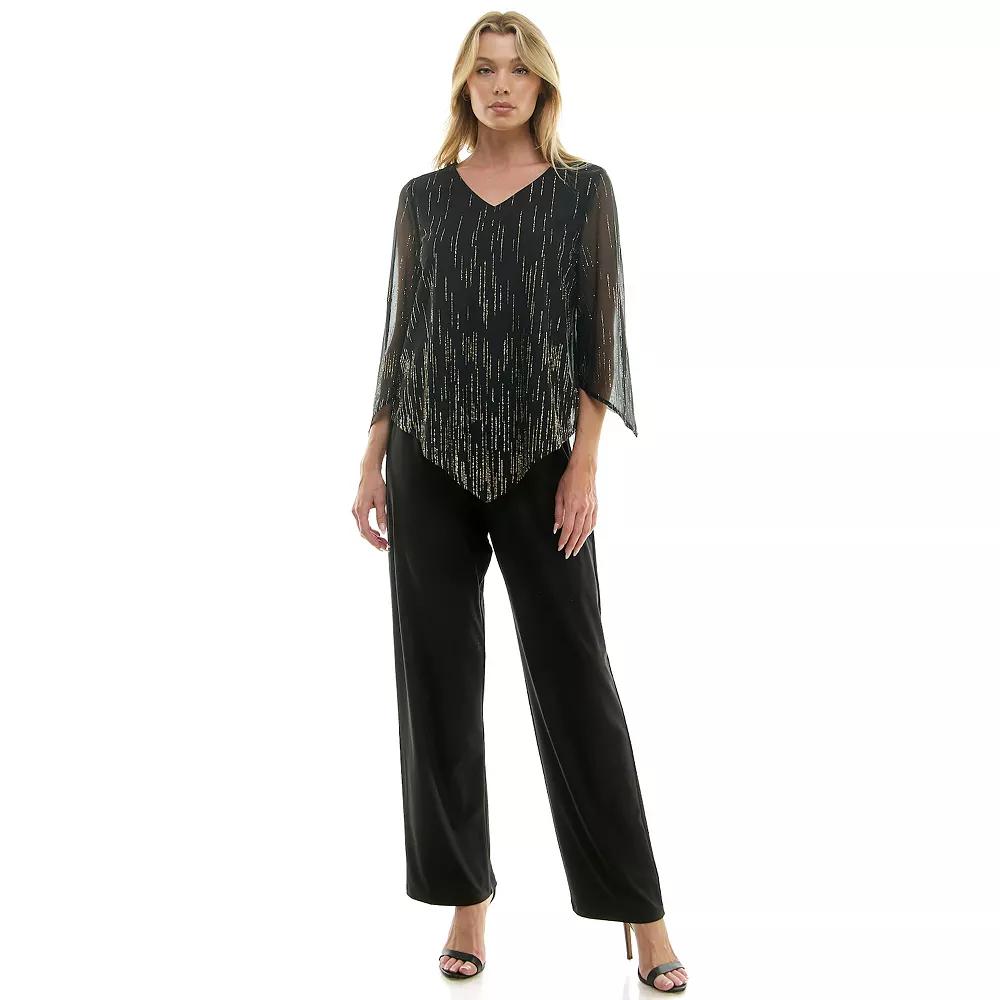 Women's Luxology 2-Piece V-Neck Blouse & Straight Leg Pants Set,  Product Image