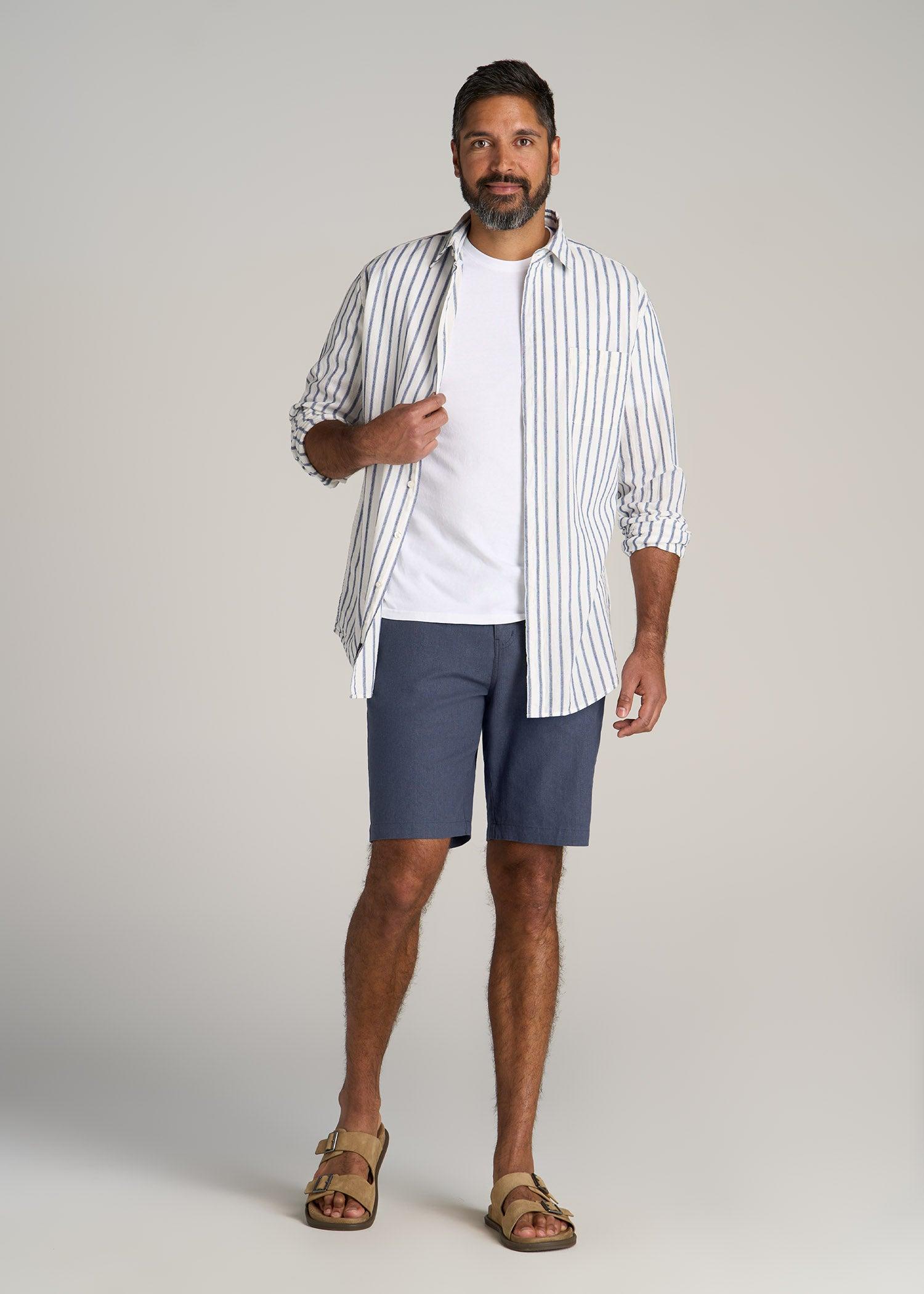 Linen Shorts For Tall Men in Burnt Orange Male Product Image
