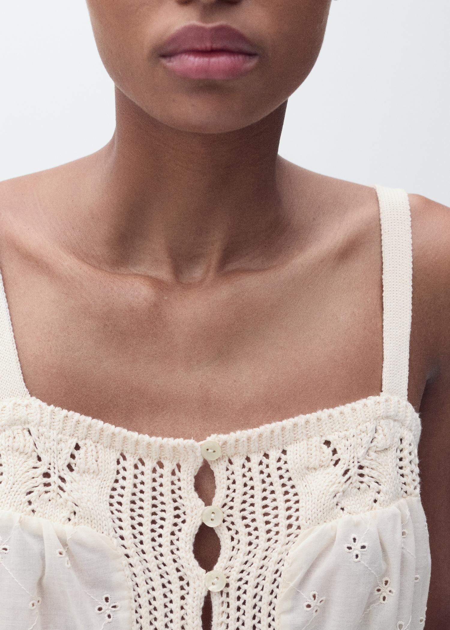 Combined top with openwork details - Women | MANGO USA Product Image