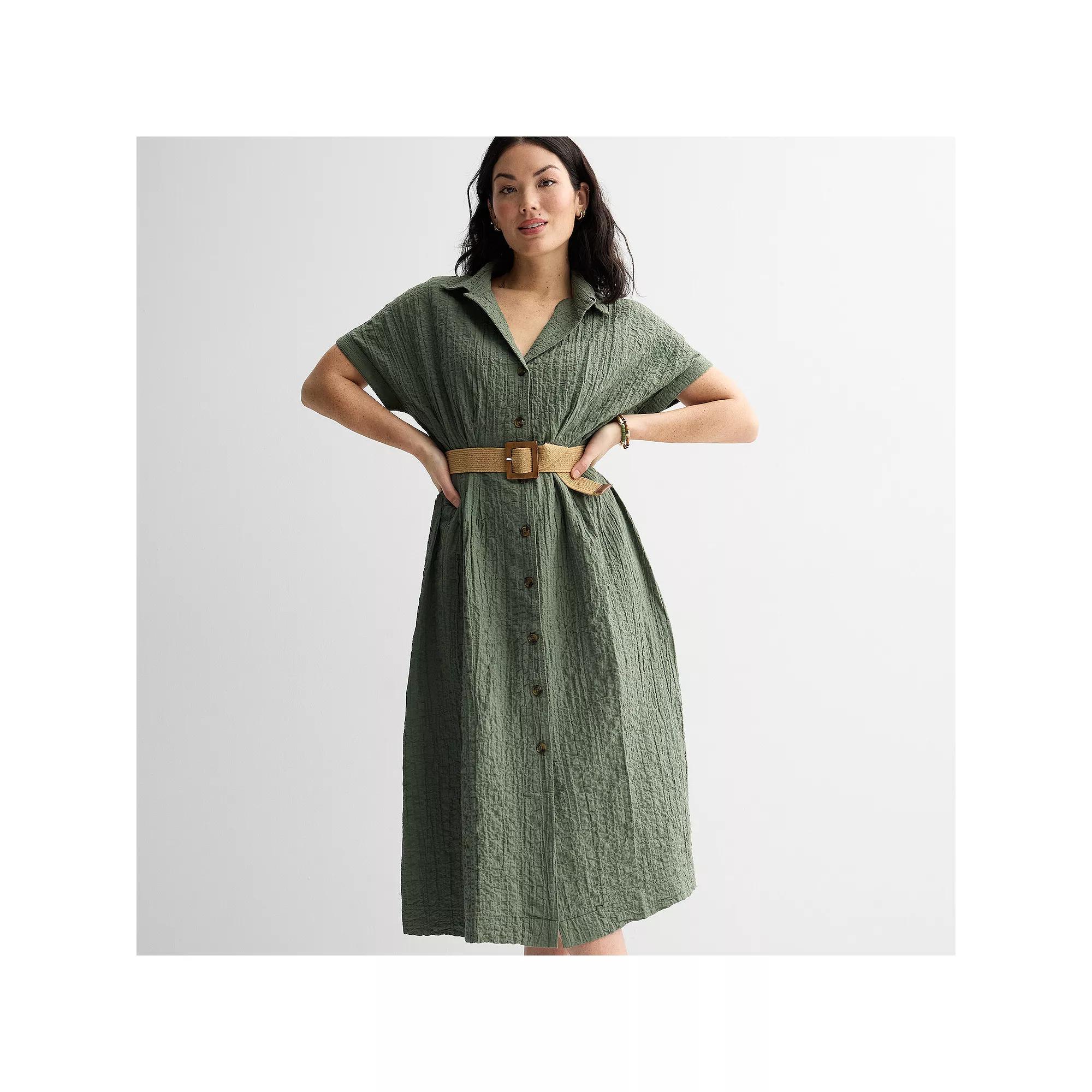 Petite Sonoma Goods For Life® Belted Dolman Sleeve Midi Dress, Women's, Size: Medium Petite, Manolo Green Product Image