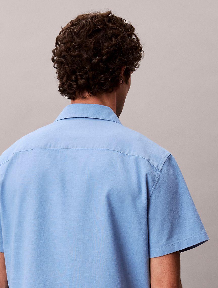 Linen Cotton Short Sleeve Button-Down Shirt Product Image